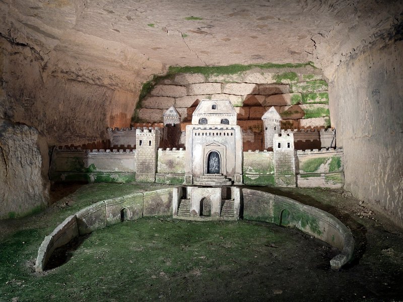 A building sculpture in Catacombs of Paris