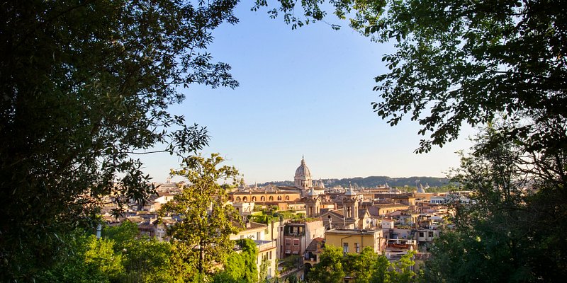 View of Rome from the Pincio at Borghese Gardens