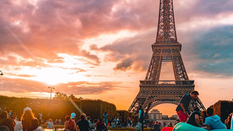 The eiffel tower at sunset