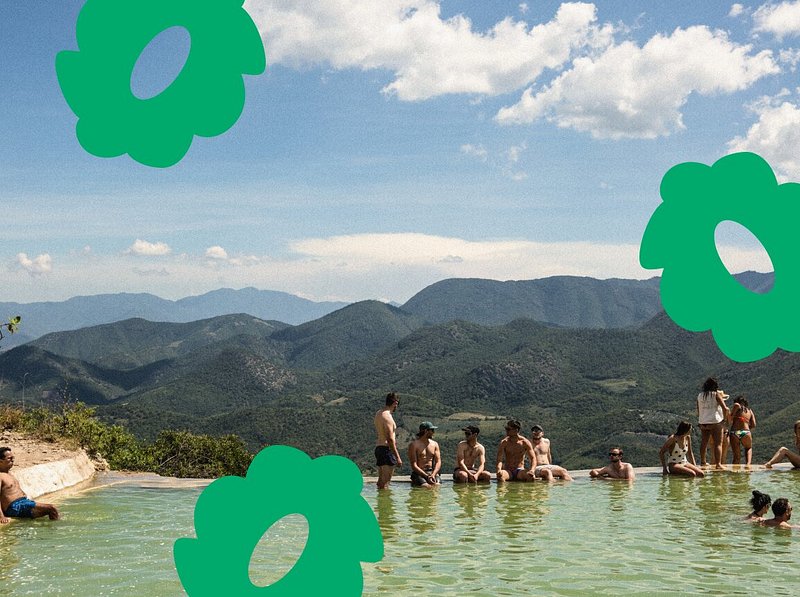 Photo of tourists in the water at Hierve el Agua