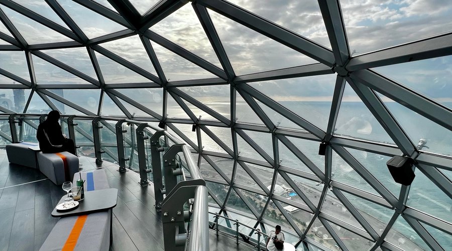 As you reach the peak of Alphabetic tower, you will face a gigantic silver ball, that will leave you astonished with its viewpoint Panorama Bar