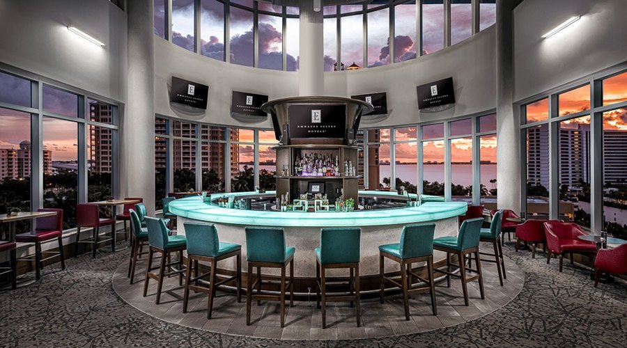 Bar at Bridges Restaurant overlooking Sarasota Bay