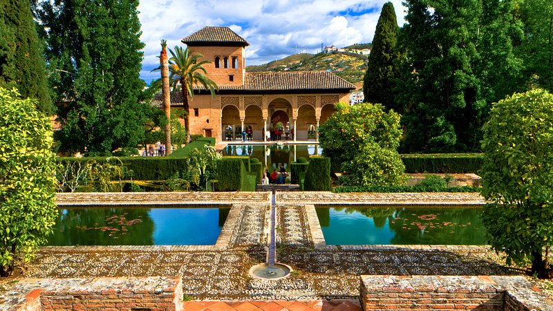 The Alhambra gardens in Granada, Spain 