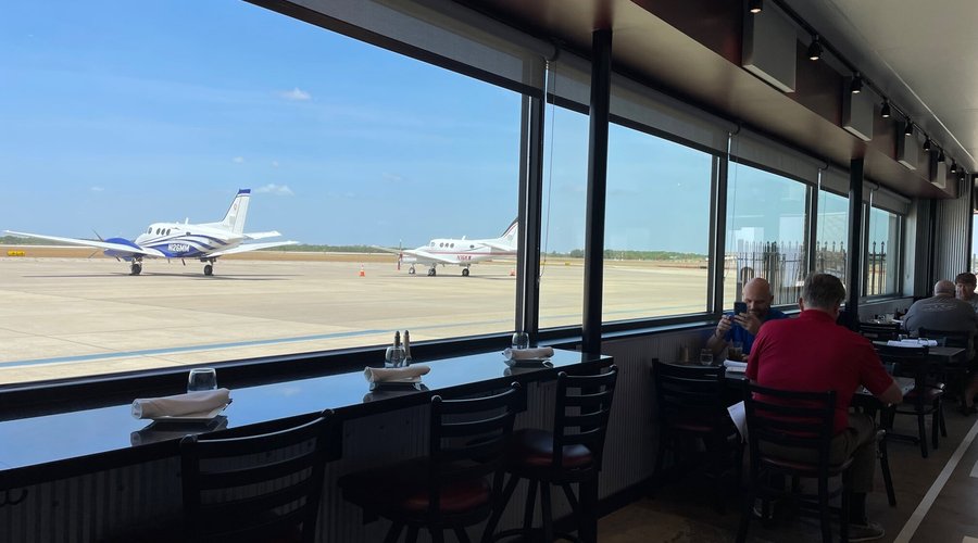 View from out table of the Easterwood Airport ramp and runway