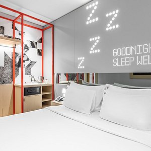 Studio M Arabian Plaza in Dubai, image may contain: Dorm Room, Furniture, Bedroom, Interior Design