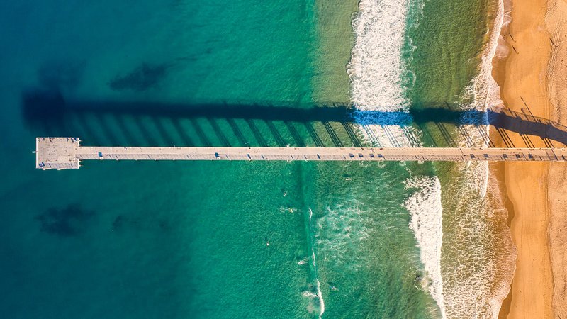 Aerial view of pier at Hermosa Beach, California 