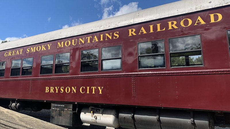 Close up of Great Smoky Mountains Railroad 