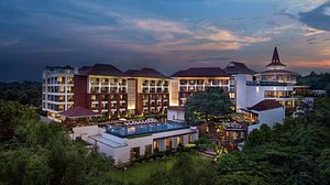 DoubleTree by Hilton Goa - Panaji in Chimbel, image may contain: Resort, Hotel, Building, Architecture