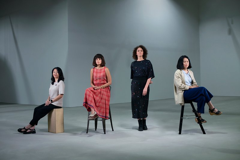 Singapore Biennale 2022 Co-Artistic Directors; From left: June Yap, Nida Ghouse, Ala Younis, and Binna Choi