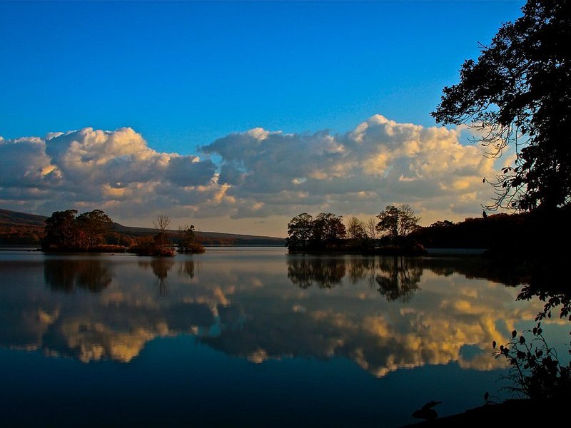 Reflection of the sunset over the lake