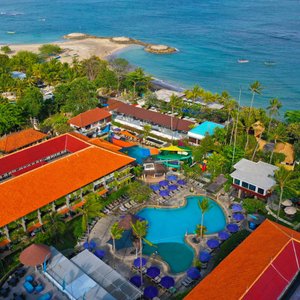 Aerial photo  of resort and Kuta beach 