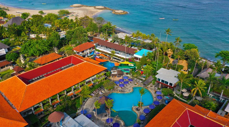 Aerial photo  of resort and Kuta beach 
