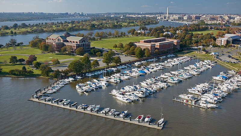 Aerial view of the Broccoli Festival area along the Anacostia River, in Washington D.C.