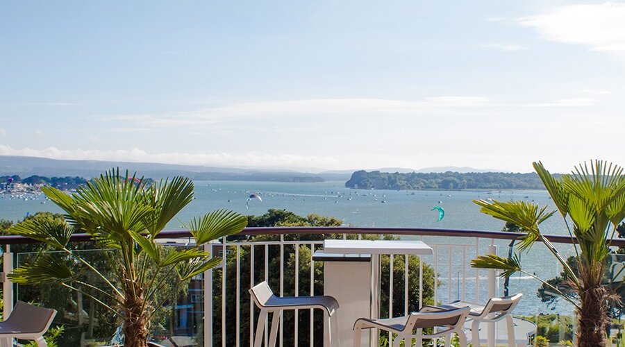 The terrace at Harbour Heights Hotel. 