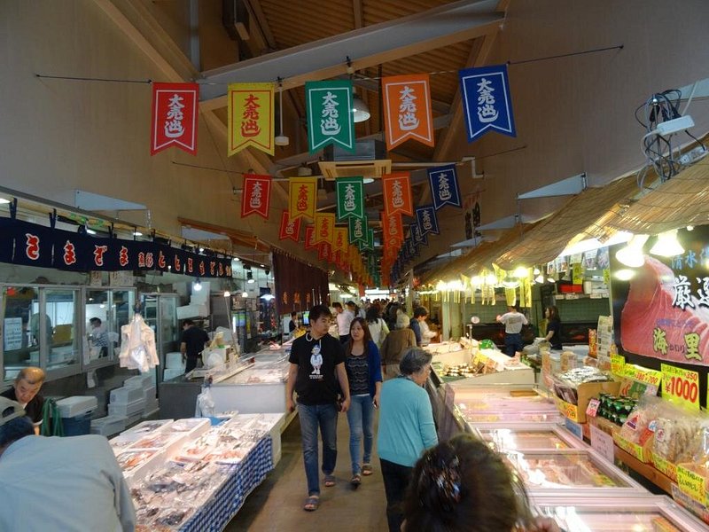 View of a seafood market