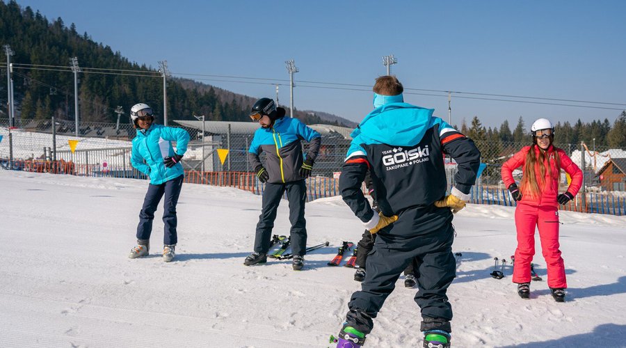 ski instructor, ski lessons for group, go ski zakopane poland - ski warm up