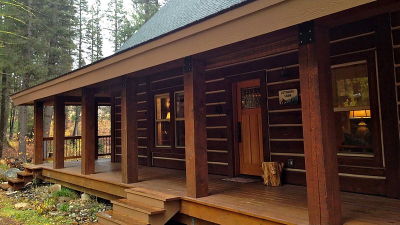 Front porch of the Log House in Idaho