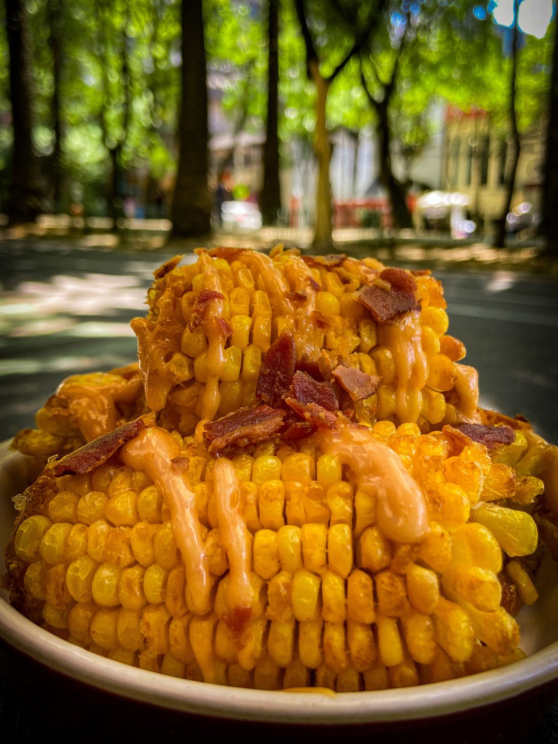 Fried corn with bacon and comeback sauce