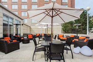 Hilton Garden Inn Cleveland Airport in Cleveland, image may contain: Terrace, Furniture, Chair, Patio