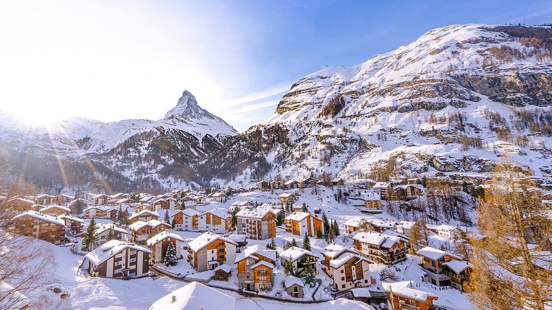 Scenic view of snow-capped mountains in Zermatt, Switzerland