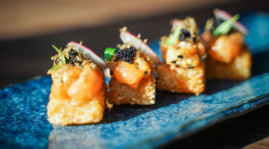 Truffle Salmon on crispy rice 