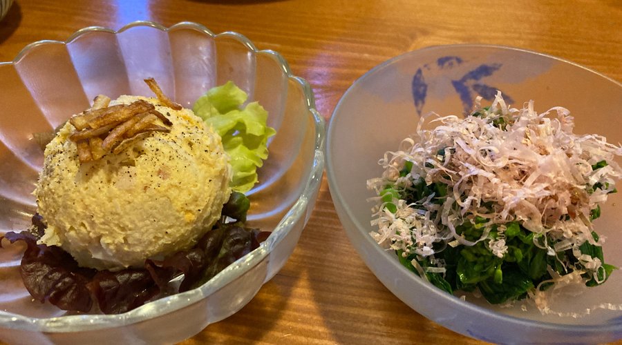 ポテトサラダと菜の花のおひたし