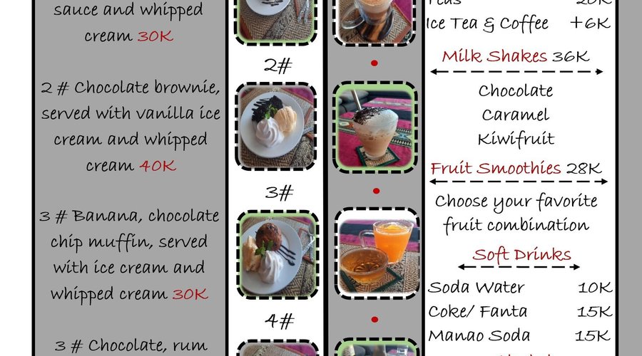 Sweets & drinks menu