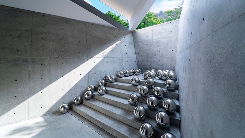 Yayoi Kusama, Narcissus Garden, 1966/2022, Stainless steel spheres, Copyright of Yayoi Kusama