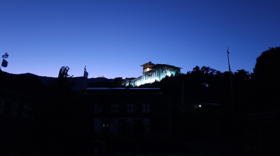 Fotress of the White Bird Jakar Dzong View from the lodge.
