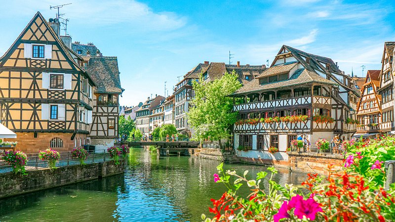 Strasbourg traditional half-timbered houses in La Petite France 