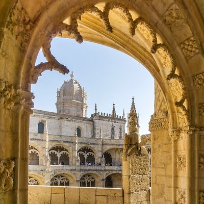 Archway in the Mosteiro dos Jeronimos in Lisbon, Portugal