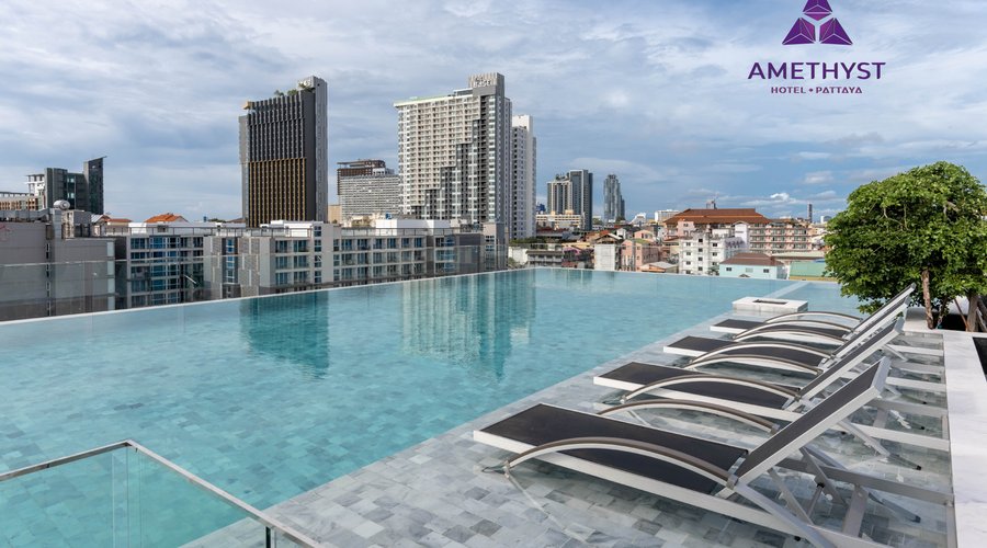 Infinity Edge Pool on the rooftop with the city view