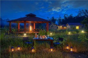 Aranyak Resort Kanha in Mocha, image may contain: Resort, Hotel, Building, Outdoors