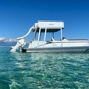 Aloha Water Slide 26' Silver - TriToon - Lake Escapes Boat Rentals