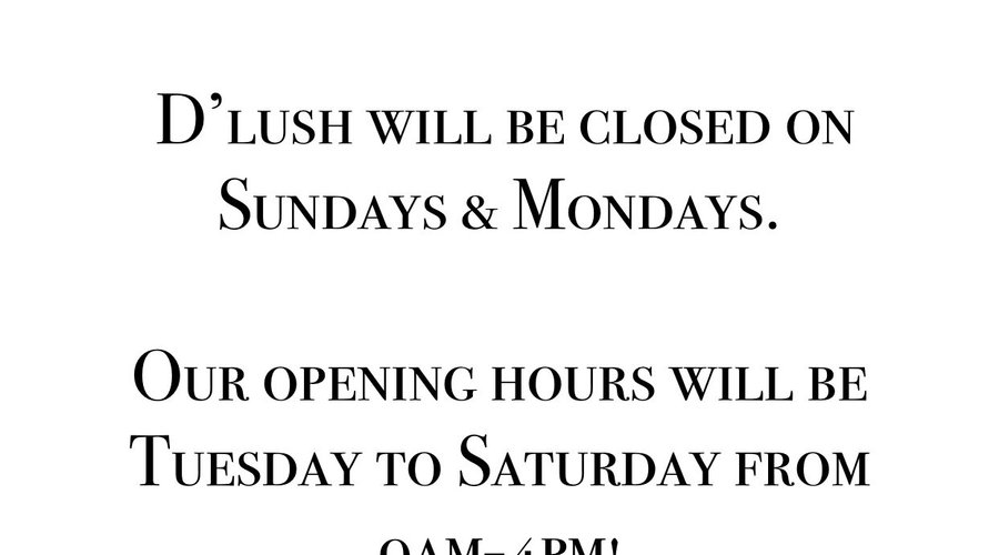 Closed Sunday & Mondays 