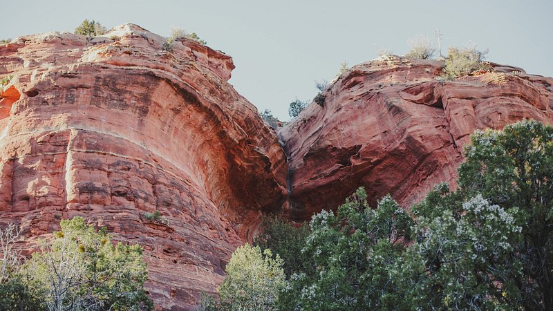 Looking up at the Birthing Cave in Sedona, Arizona