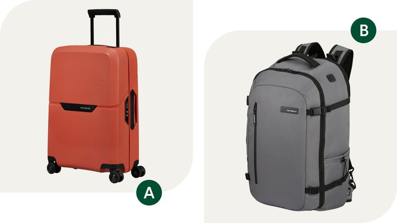 Samsonite Magnum Eco Spinner suitcase and Roader Travel Backpack