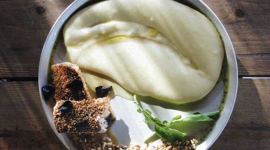 Aligot com peixe do dia