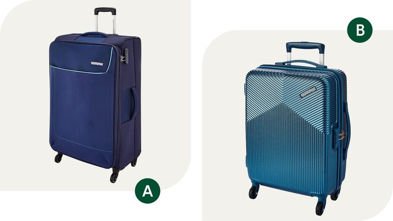 American Tourister Polyester 80cm Softside Suitcase and Georgia Polycarbonate Blue Hardside Cabin Luggage