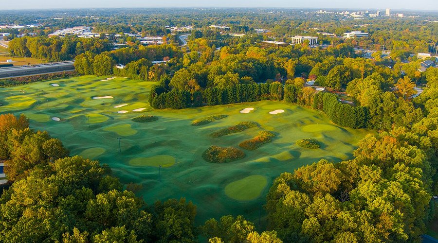 Aerial view of the golf course..