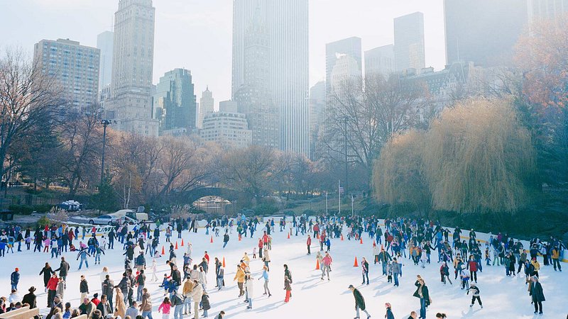 Ice skating at Wollman Rink in New York's Central Park