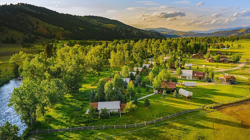 Aerial view of The Ranch at Rock Creek, in Philipsburg, Montana