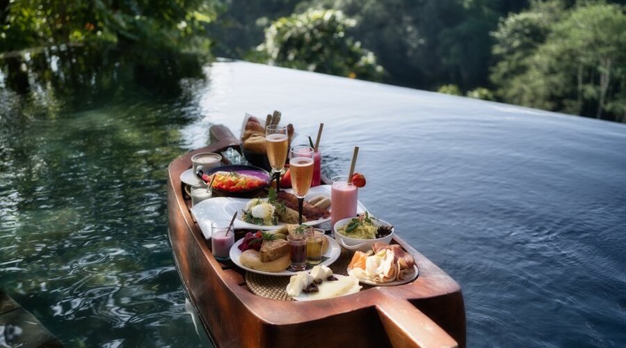 Floating boat in villa