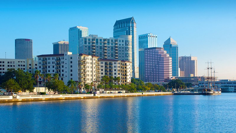 View of the Tampa, FL skyline from the Tampa Bay