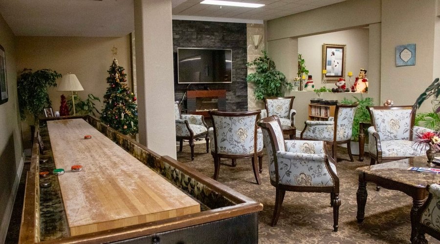 Lobby area with shuffle board table