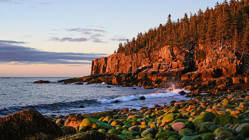 Otter Cliff at sunrise in Acadia National Park