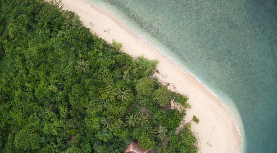 Pandan Island Beach and Bungalow (drone view)