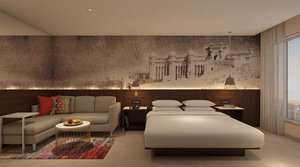 Hyatt Place Jaipur Malviya Nagar in Jaipur, image may contain: Interior Design, Home Decor, Bed, Furniture