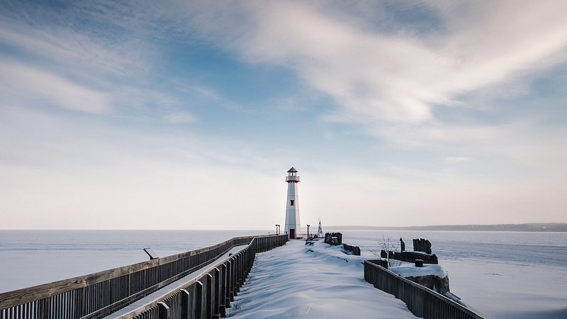 Wawatam Lighthouse in the Straits of Mackinac, Michigan 
