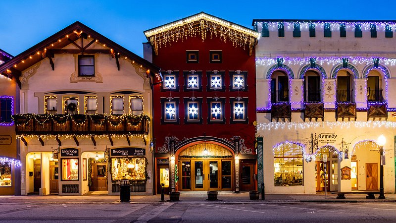 Leavenworth, Washington, decorated with Christmas lights 